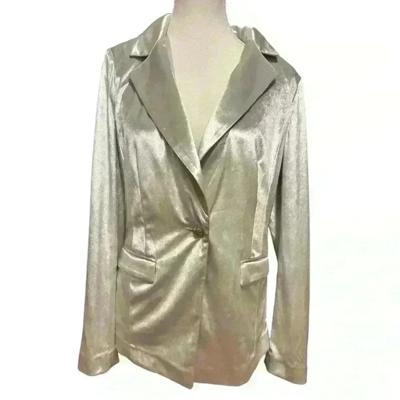 White House Black Market Silver Velvet Long Line Blazer Size Small NWT - Picture 5 of 13
